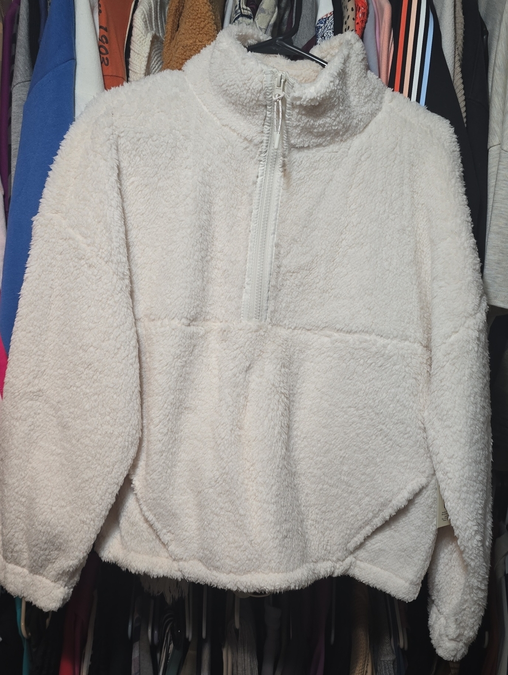 Women's Cream Sherpa Half-Zip Pullover Jacket